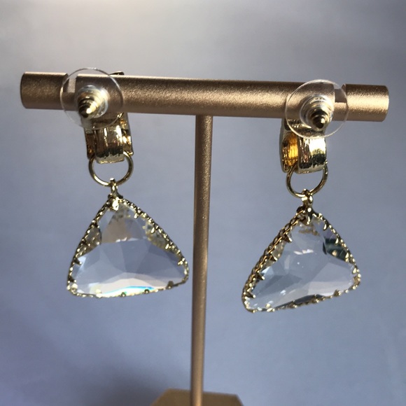New! Clear Crystal Drop Statement Earrings - Picture 8 of 13